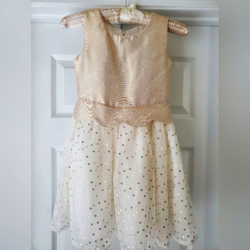 Cat and Jack holiday dress - girls 6x - gold and sequin - nwot